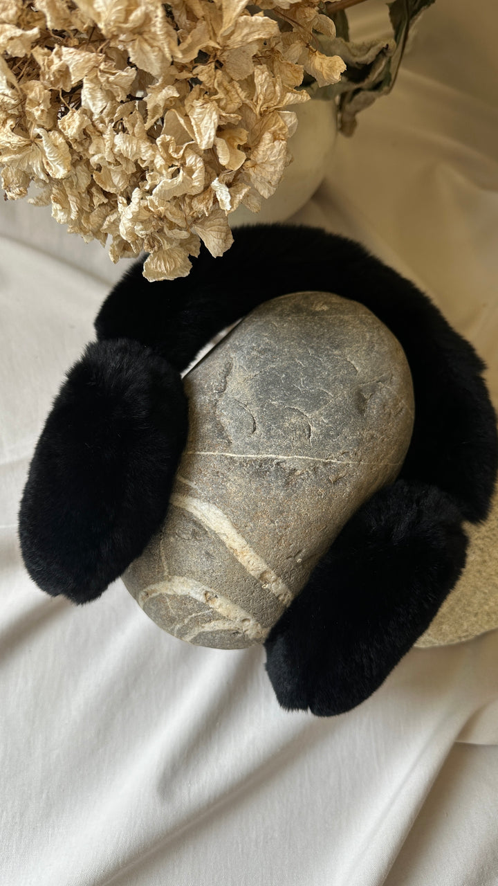 YVES SALOMON Fur Ear Muffs Black