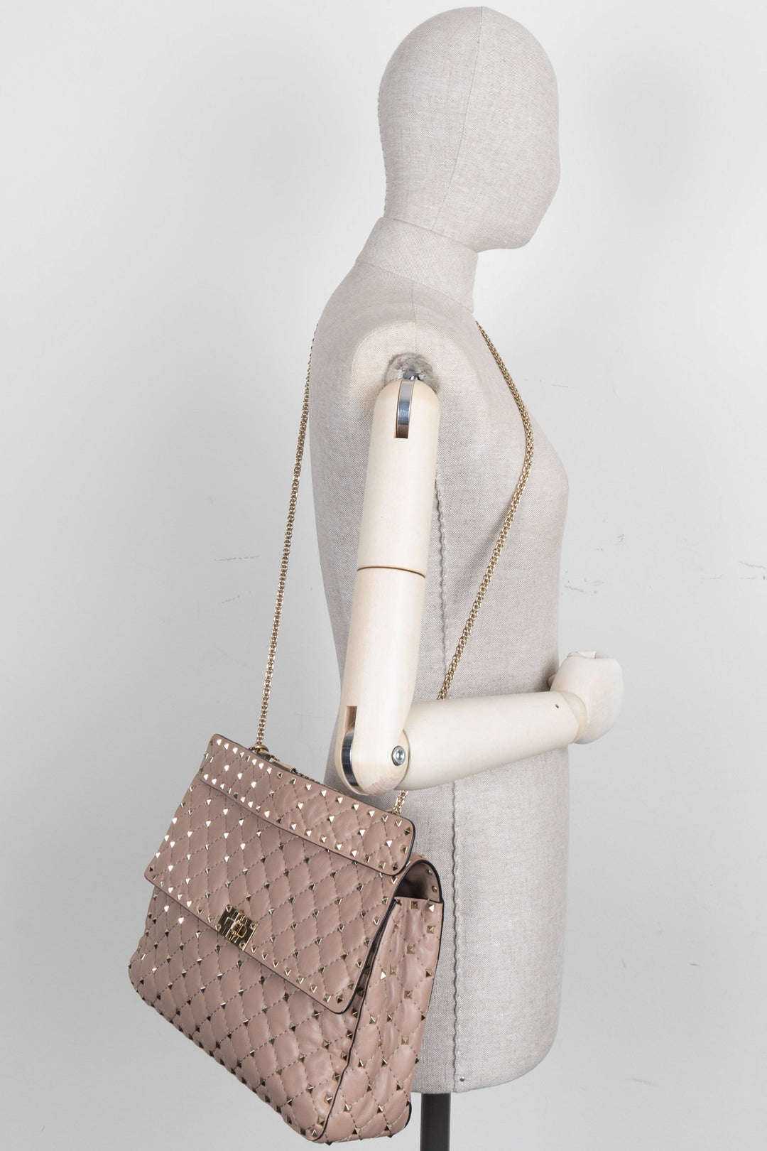 Sac VALENTINO Rockstud Grand Cuir Nude