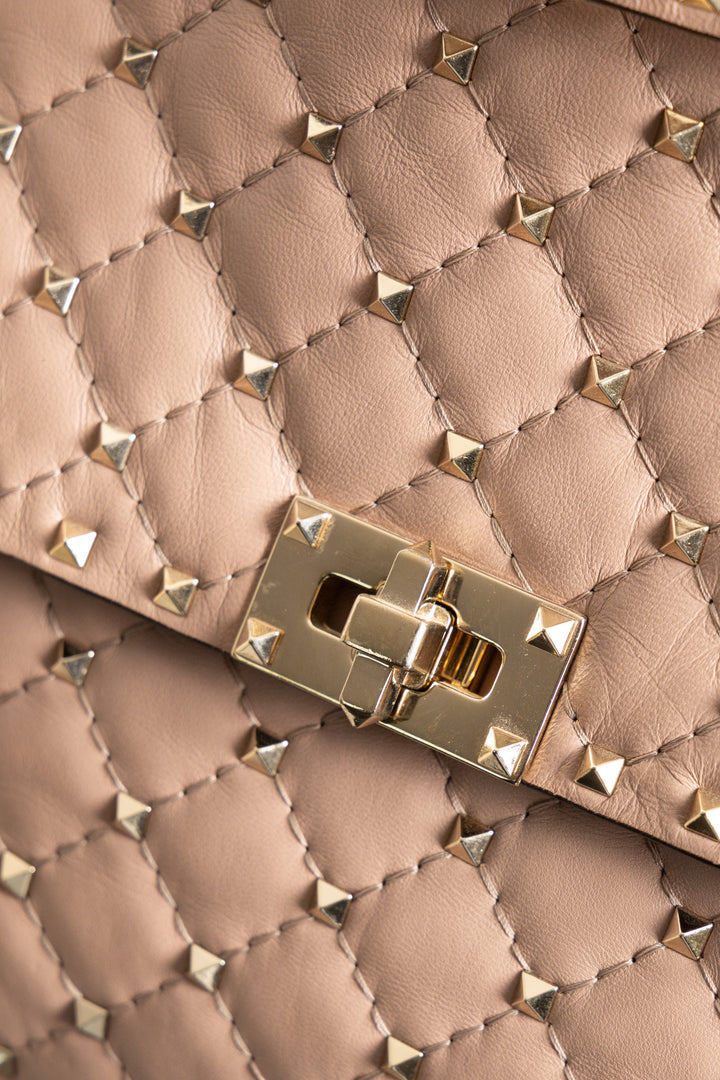 Sac VALENTINO Rockstud Grand Cuir Nude