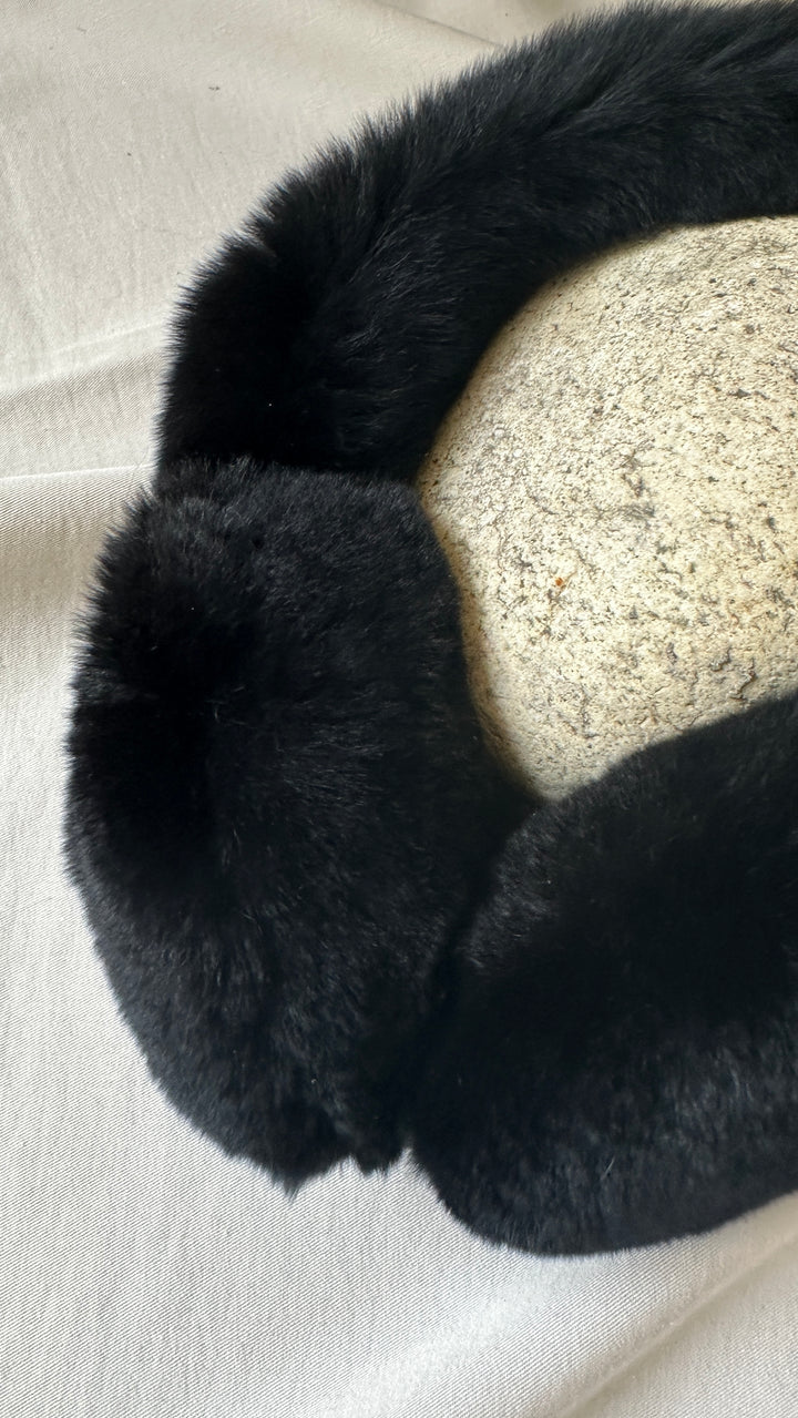YVES SALOMON Fur Ear Muffs Black
