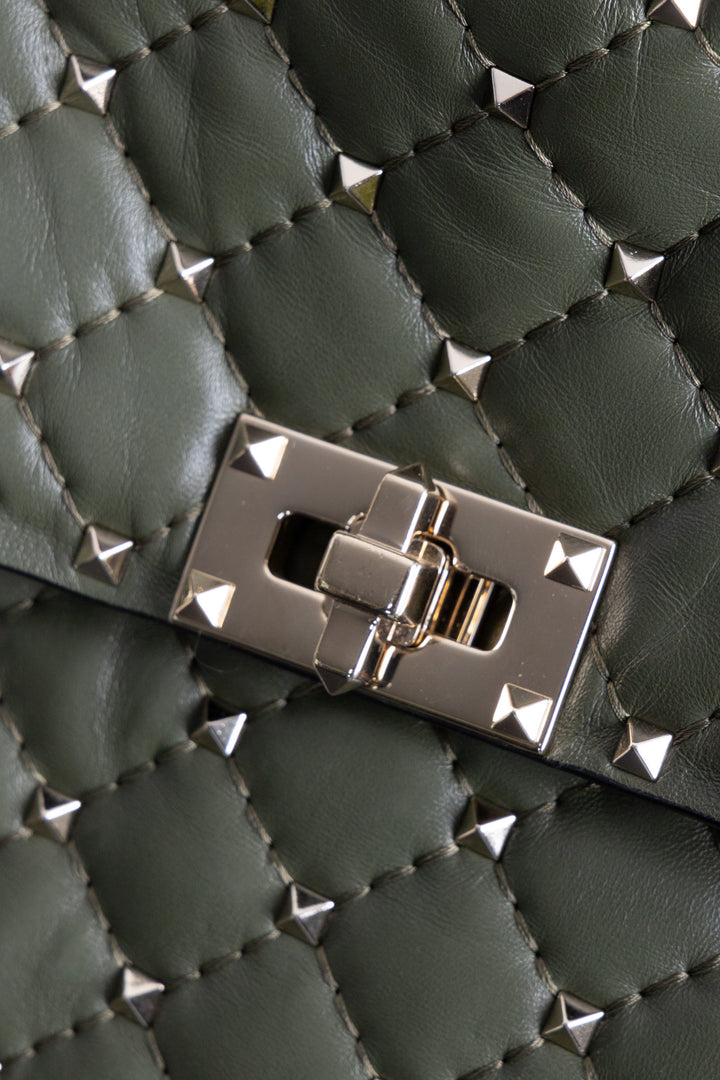 VALENTINO Rockstud Bag Large Leather Olive