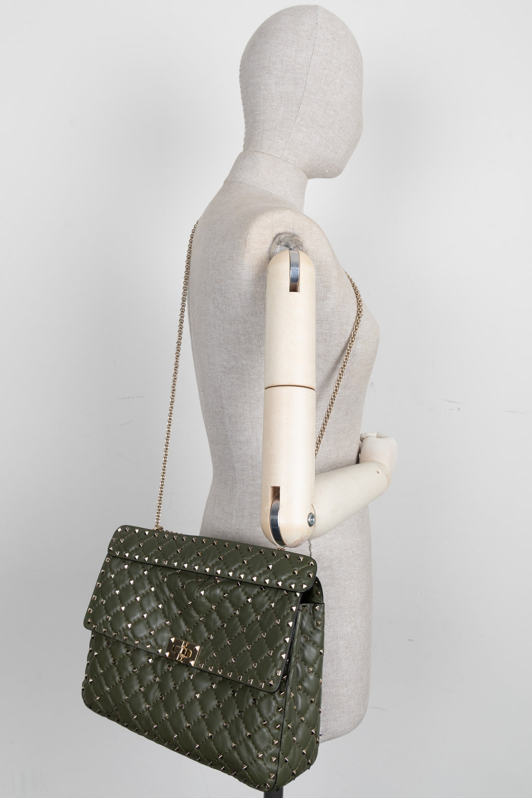 VALENTINO Rockstud Bag Large Leather Olive