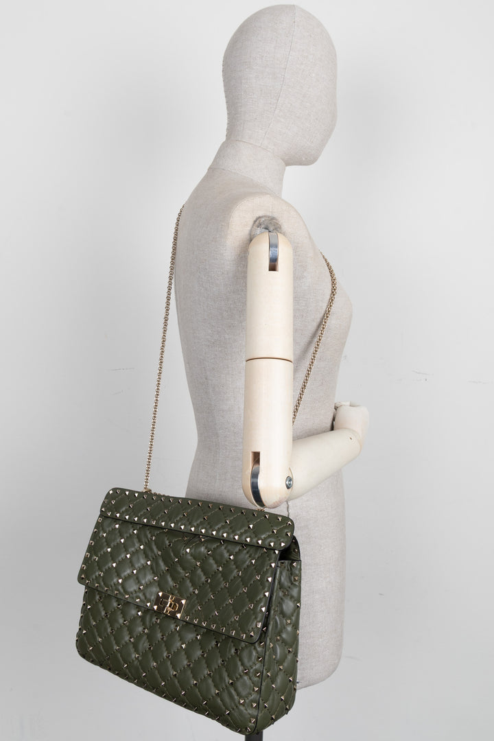VALENTINO Rockstud Bag Large Leather Olive