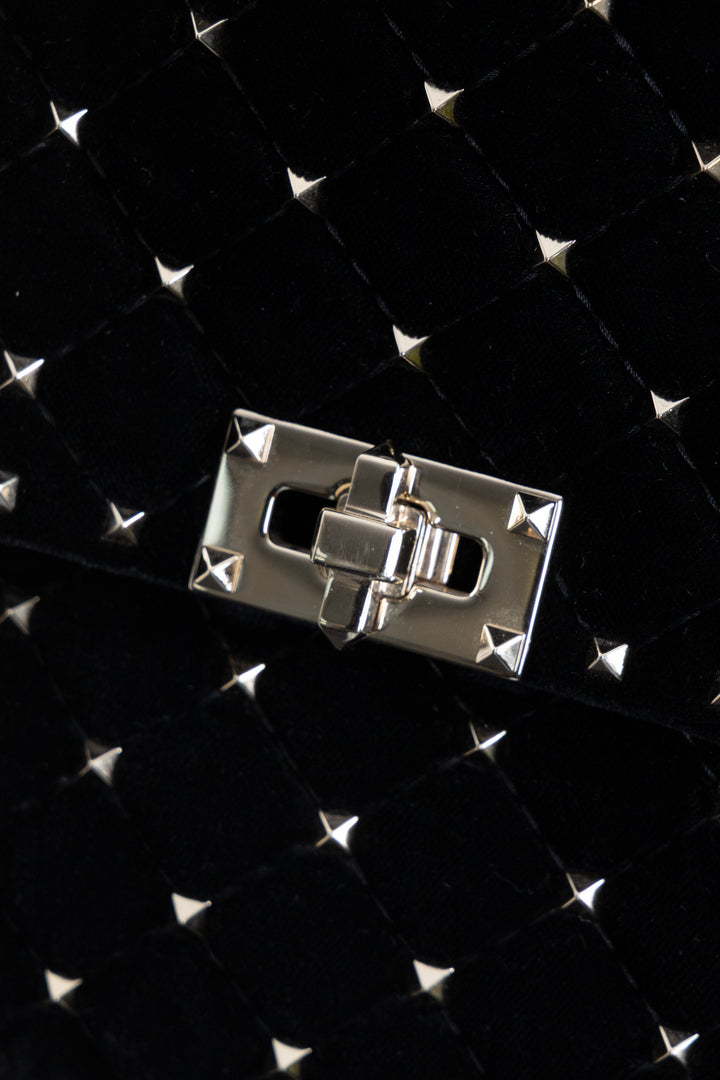 VALENTINO Rockstud Spike Bag Large Velvet Black