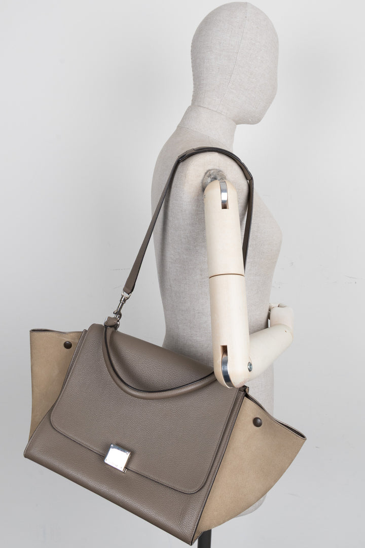 CÉLINE Trapèze Bag Suede Leather Beige
