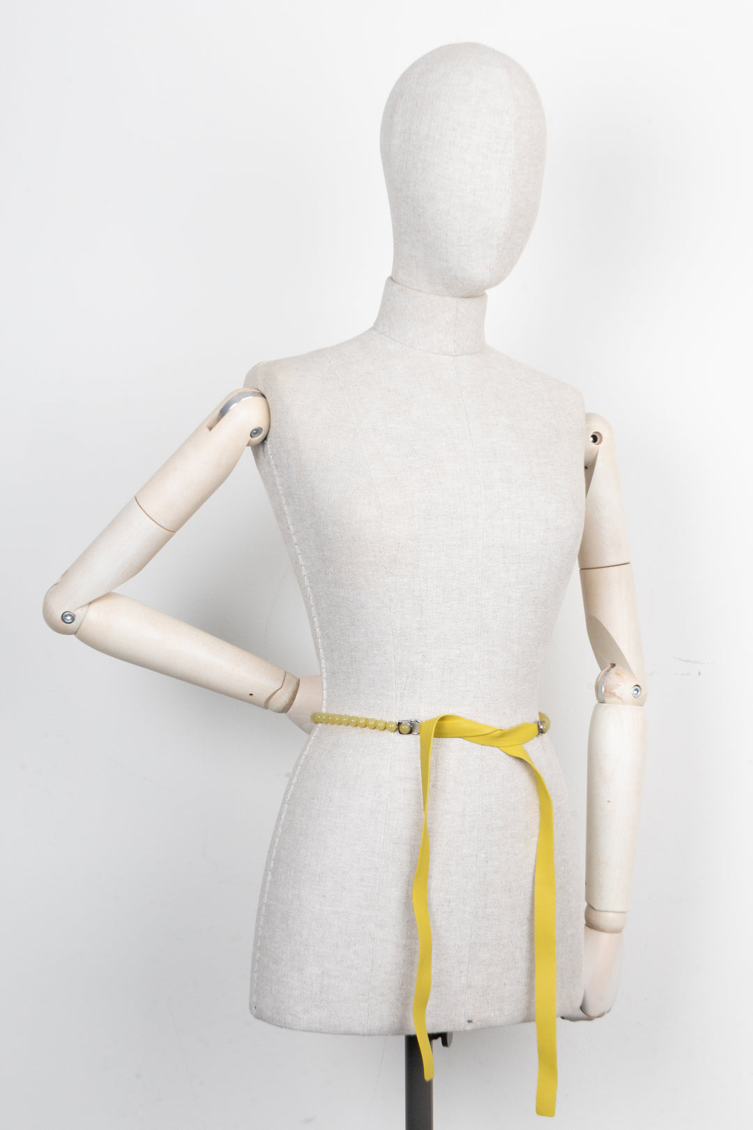 CHANEL Leather Pearl Belt Yellow