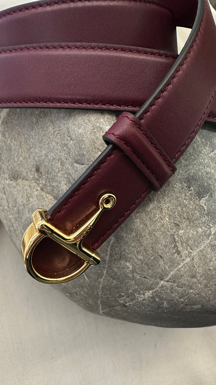 GUCCI Half Horsebit Belt Bordeaux