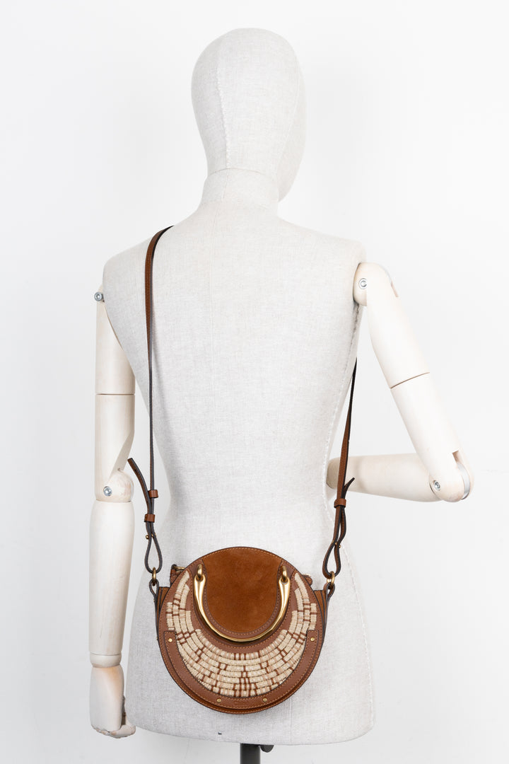 CHLOÉ Pixie Crossbody Raffia Bag Brown