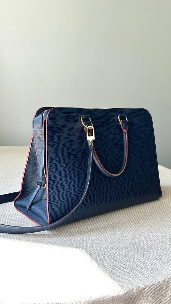 LOUIS VUITTON Vaneau Top Handle Bag Epi Blue