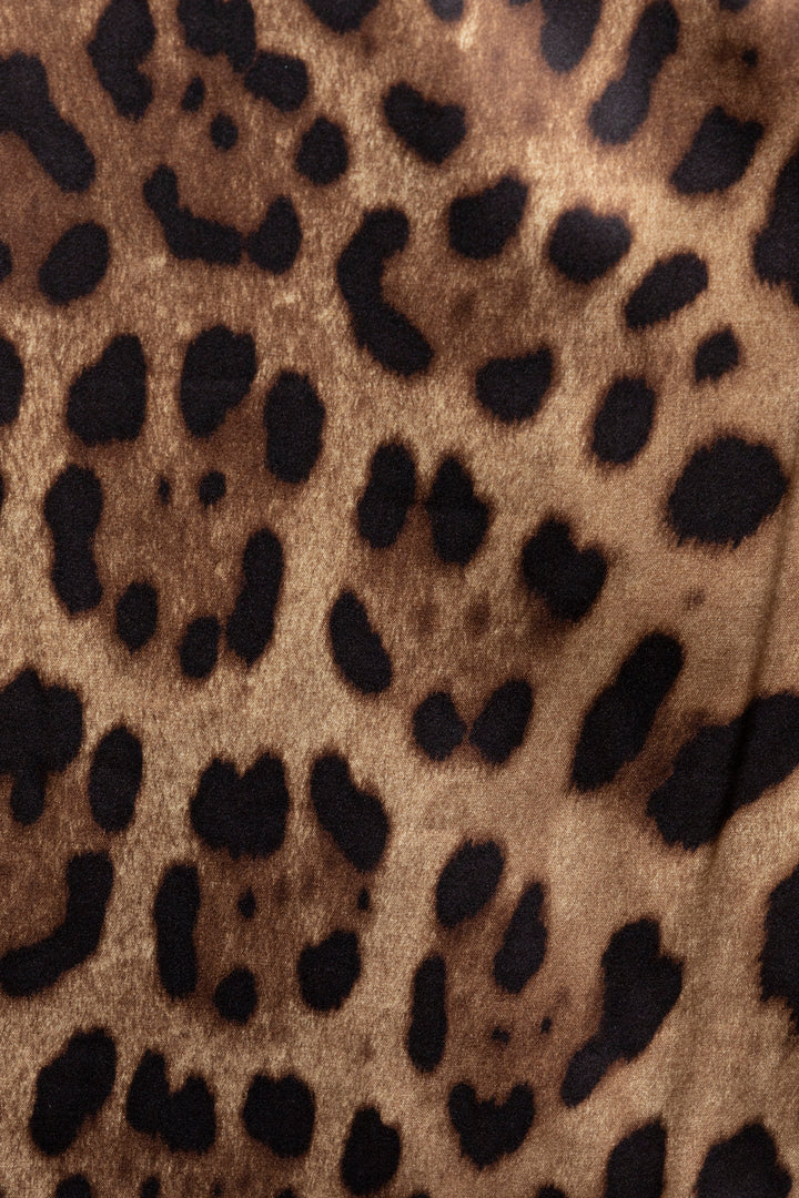DOLCE&GABBANA Cheetah Print Skirt Silk Brown