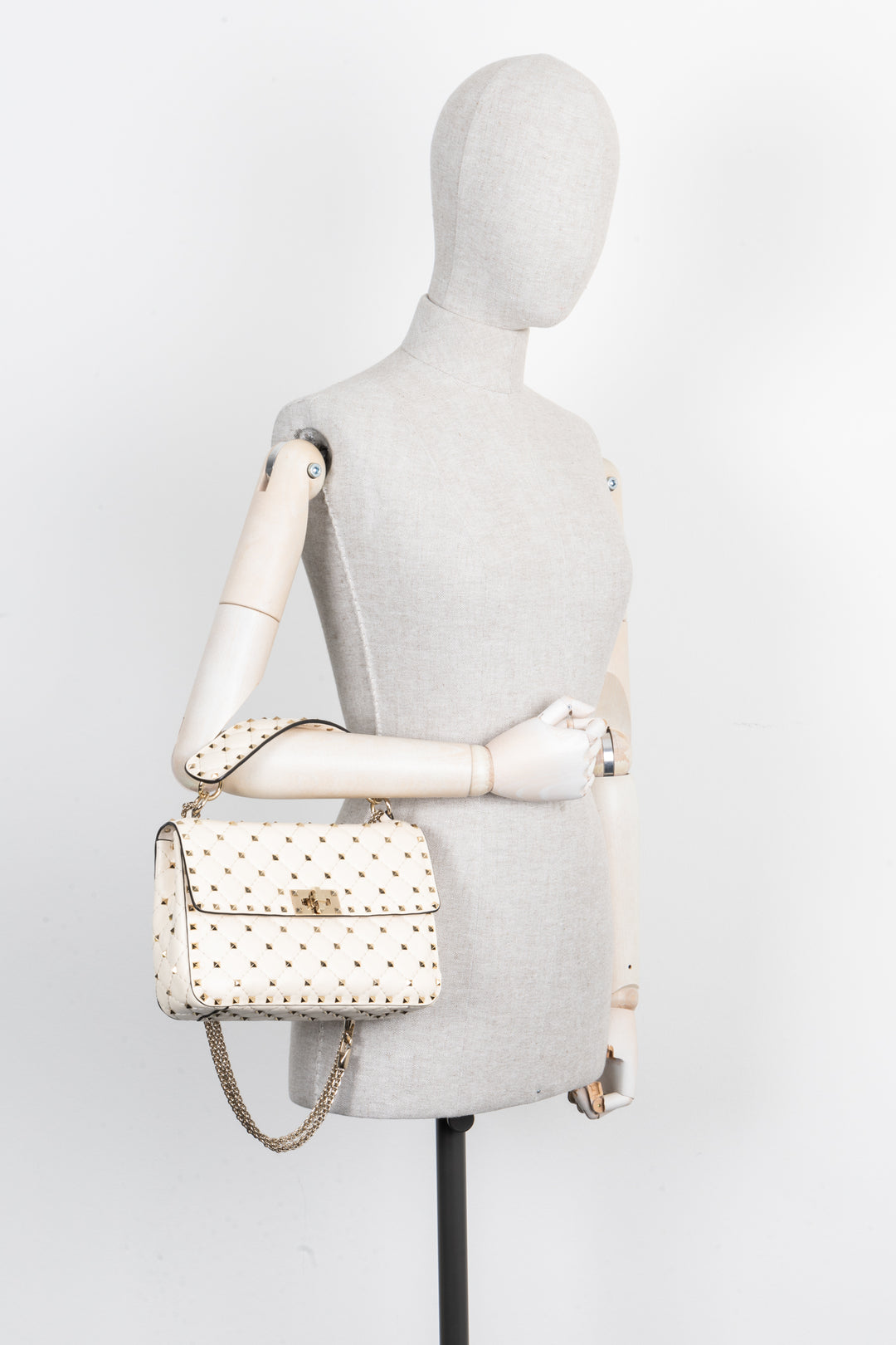 VALENTINO Rockstud Spike Crossbody Bag Ivory