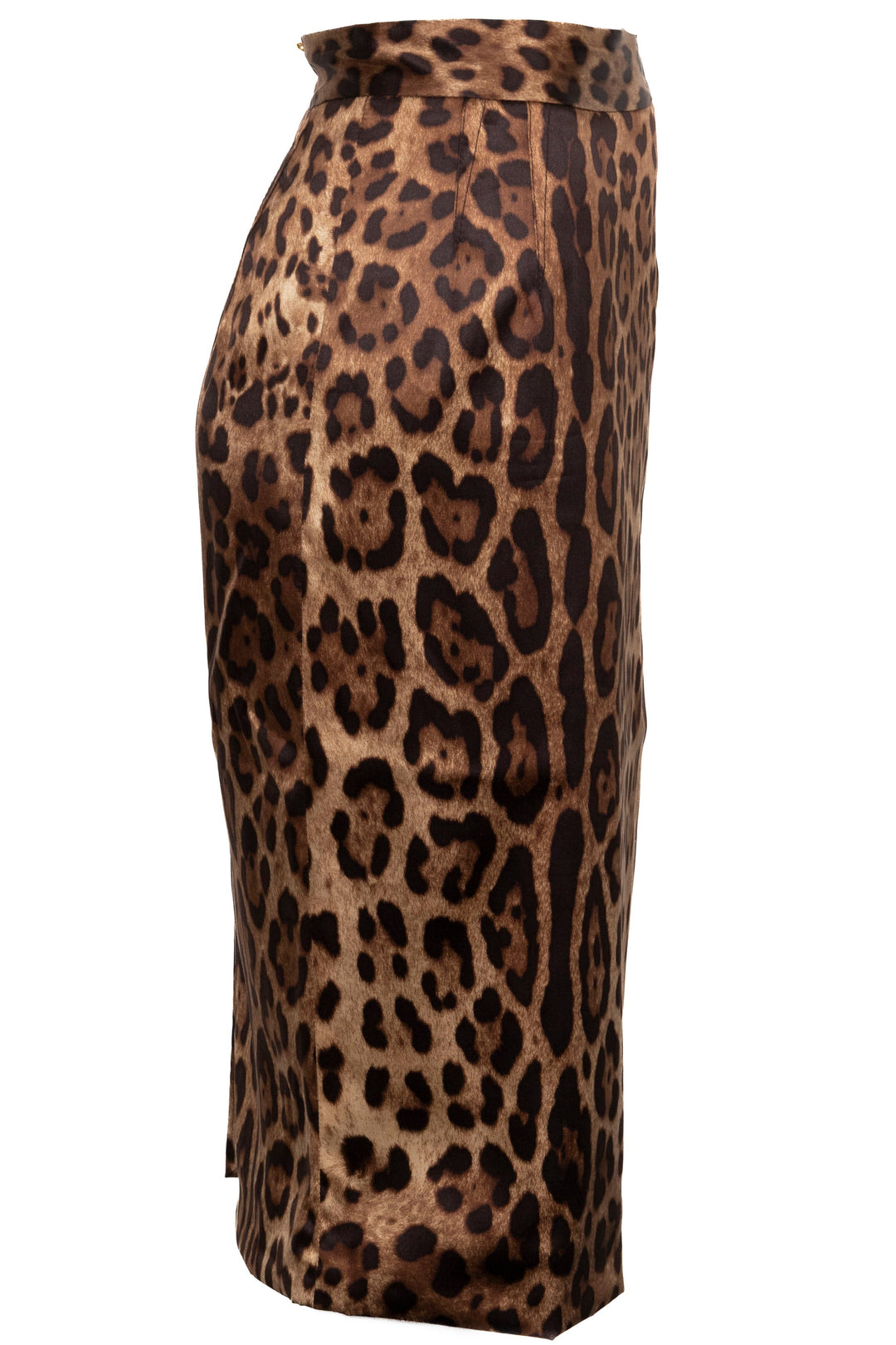 DOLCE&GABBANA Cheetah Print Skirt Silk Brown