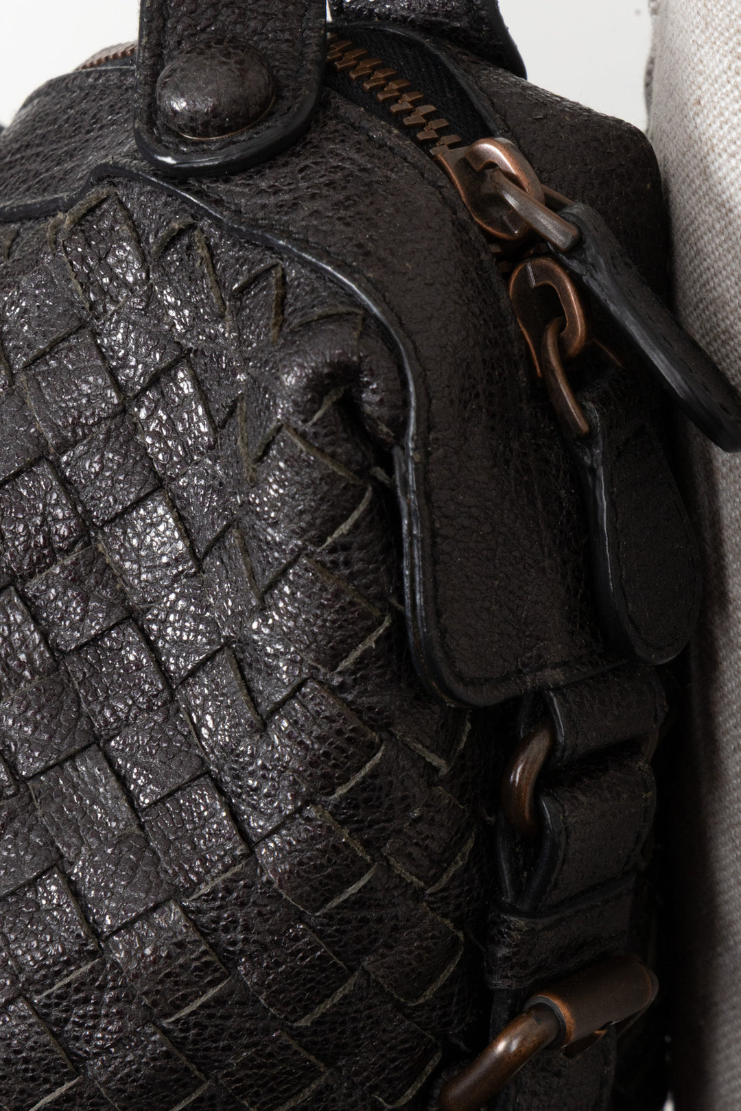 BOTTEGA VENETA Intrecciato Two Handle Bag Charcoal