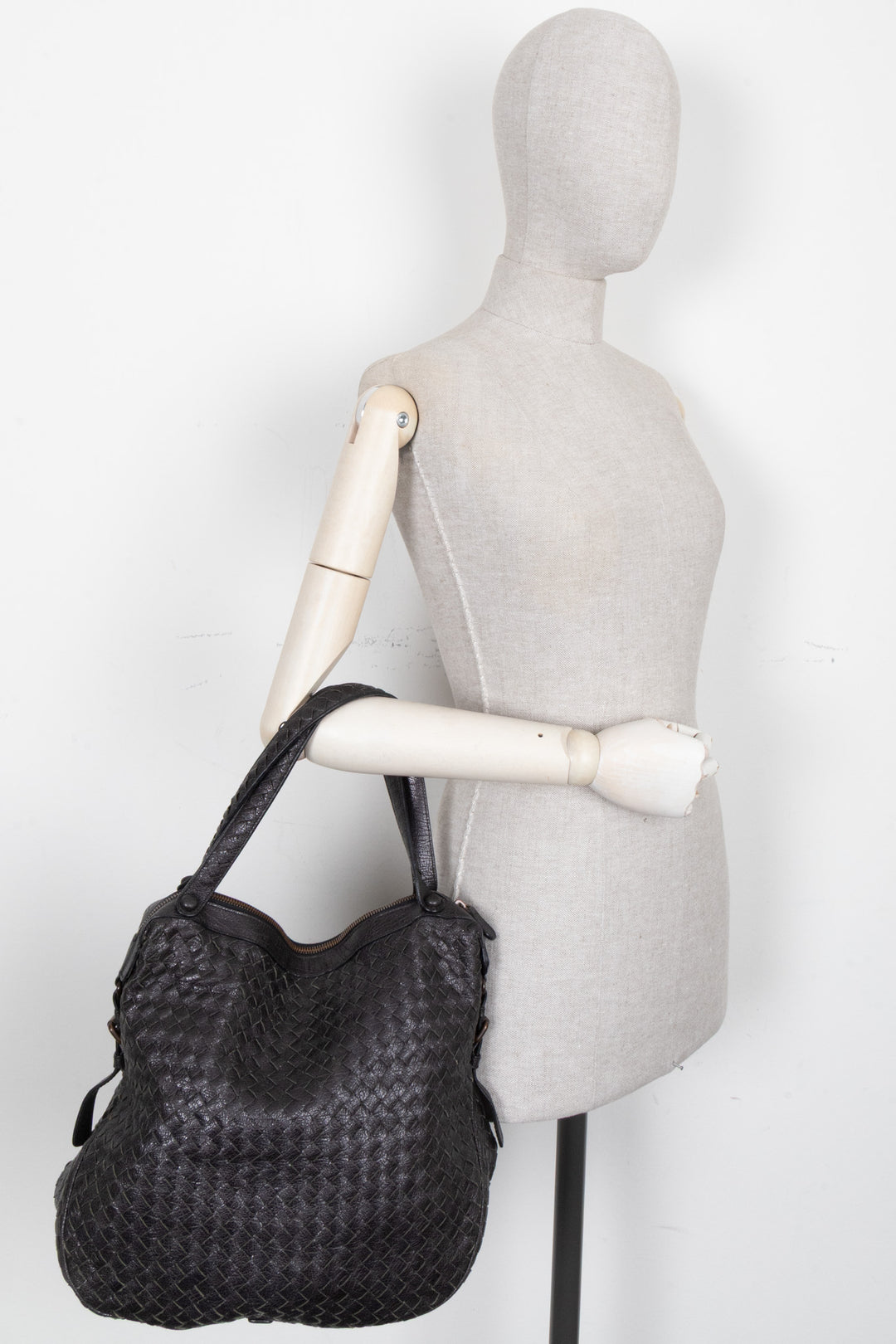 BOTTEGA VENETA Intrecciato Two Handle Bag Charcoal