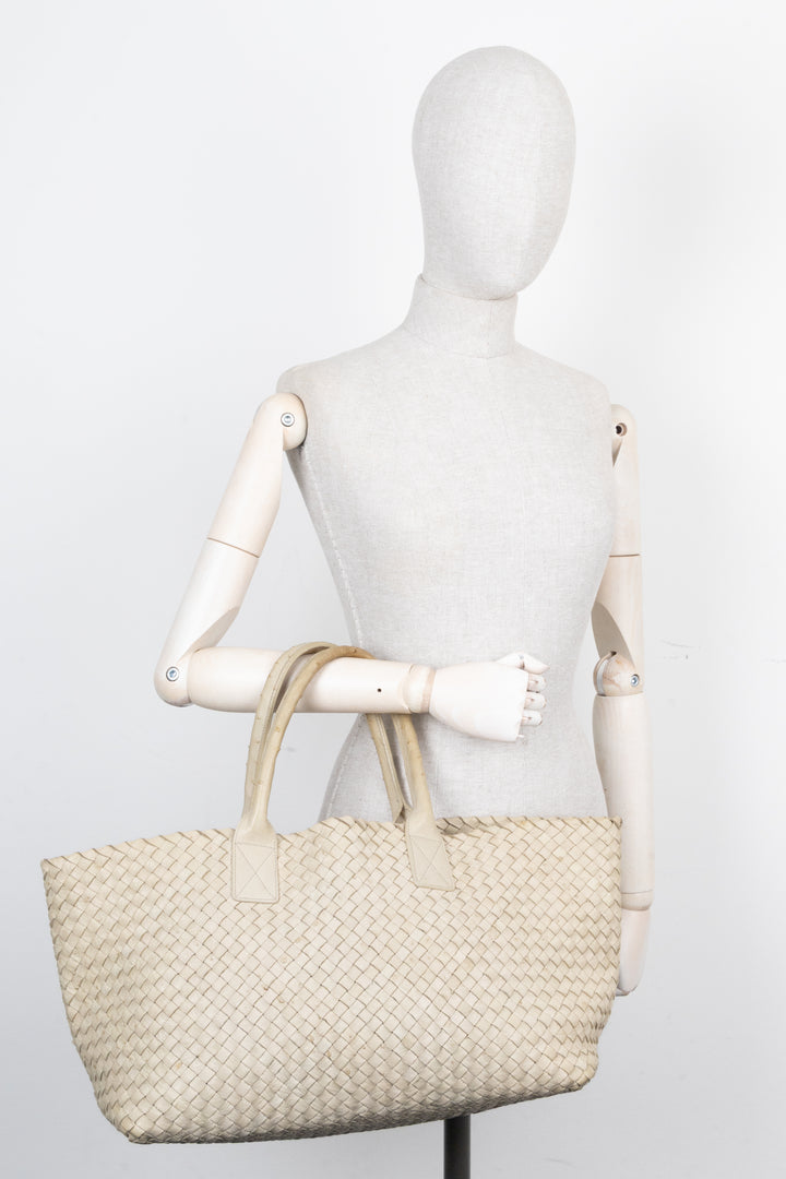 BOTTEGA VENETA Medium Ostrich Cabat Bag Beige