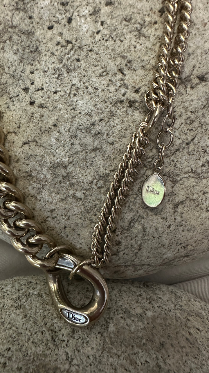 CHRISTIAN DIOR Chain Link Bracelet Champagne Gold