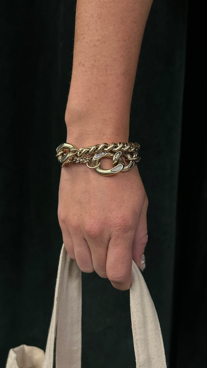 CHRISTIAN DIOR Chain Link Bracelet Champagne Gold