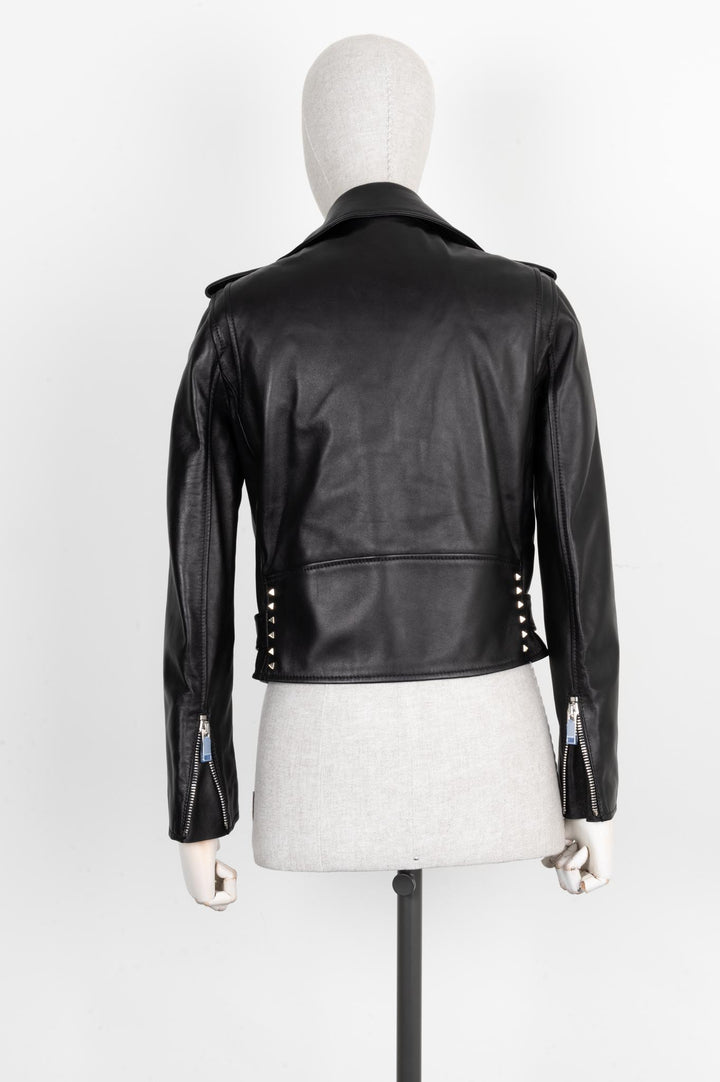 VALENTINO Biker Jacket Leather Black