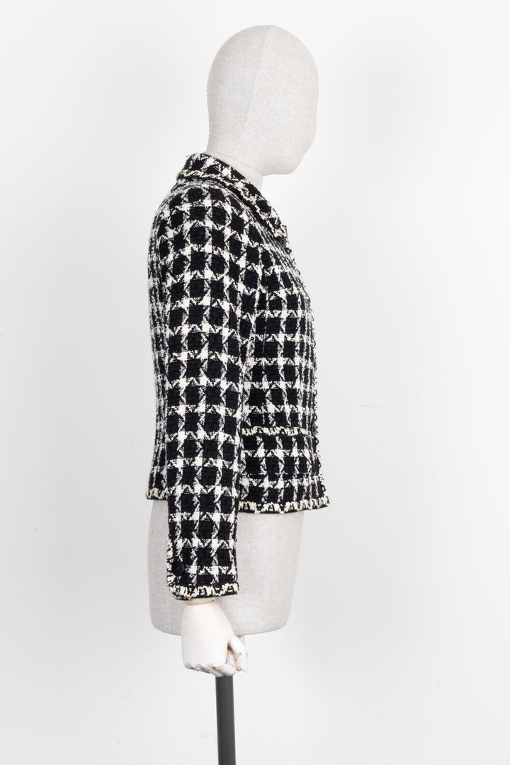 CHANEL Jacket Tweed White Black