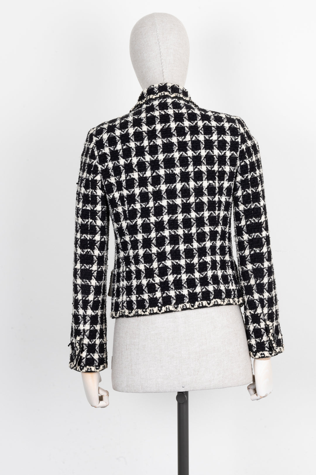 CHANEL Jacket Tweed White Black