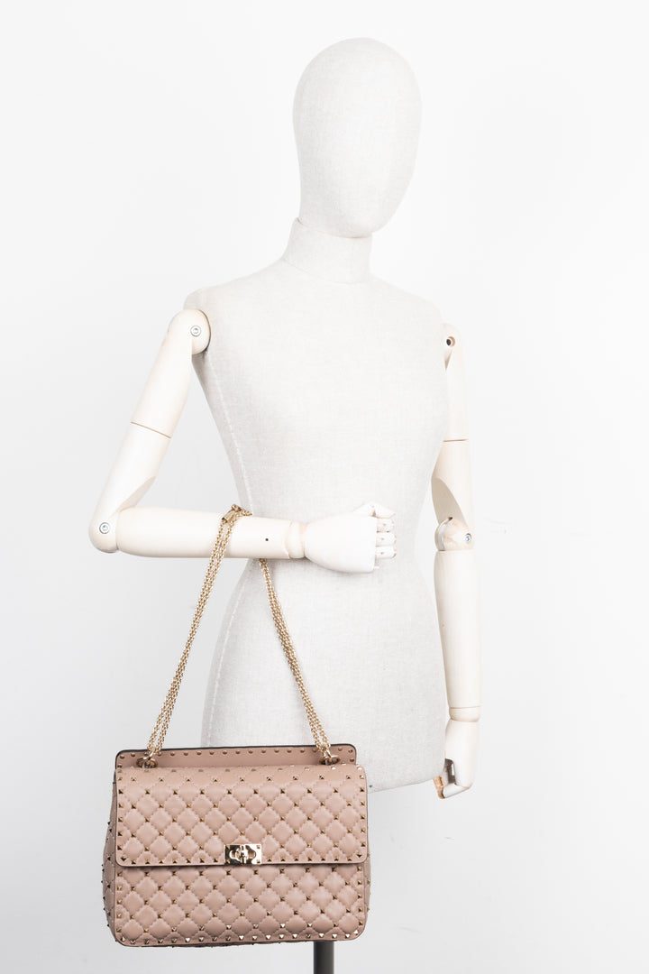 VALENTINO Large Rockstud Spike Bag Nude