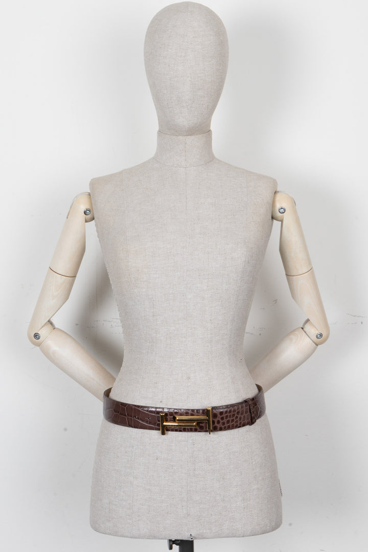 TOD'S Croc Embossed Belt Brown