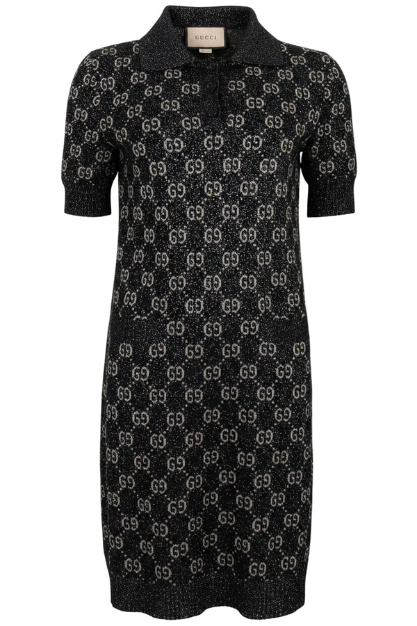 GUCCI GG Polo Dress Knit Lurex Black