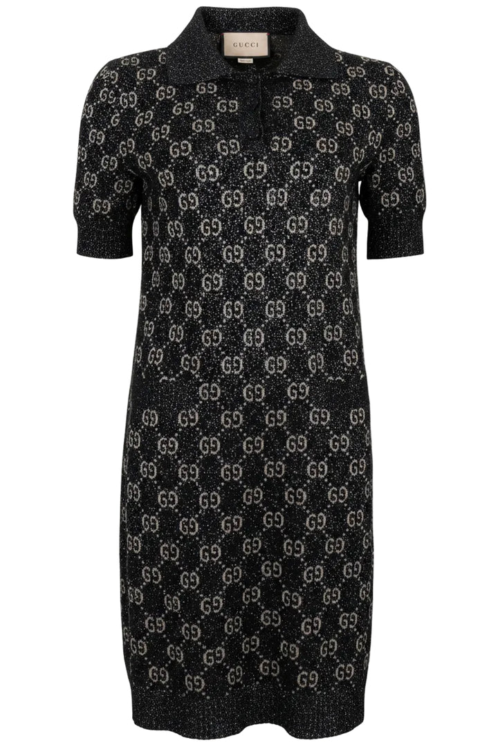 GUCCI GG Polo Dress Knit Lurex Black