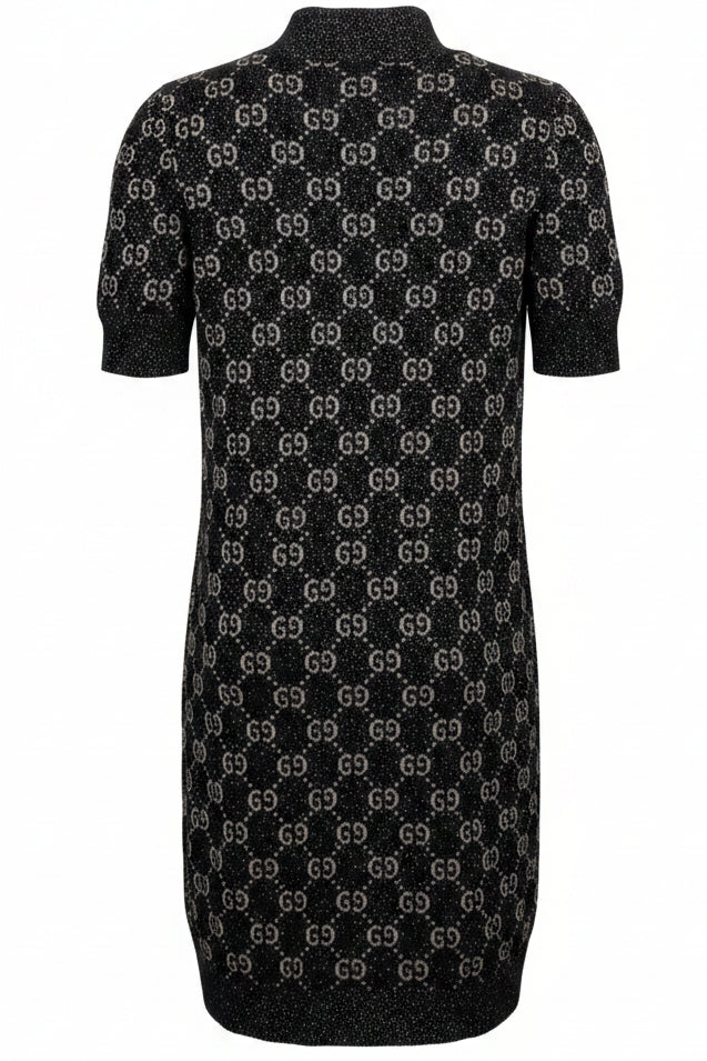 GUCCI GG Polo Dress Knit Lurex Black