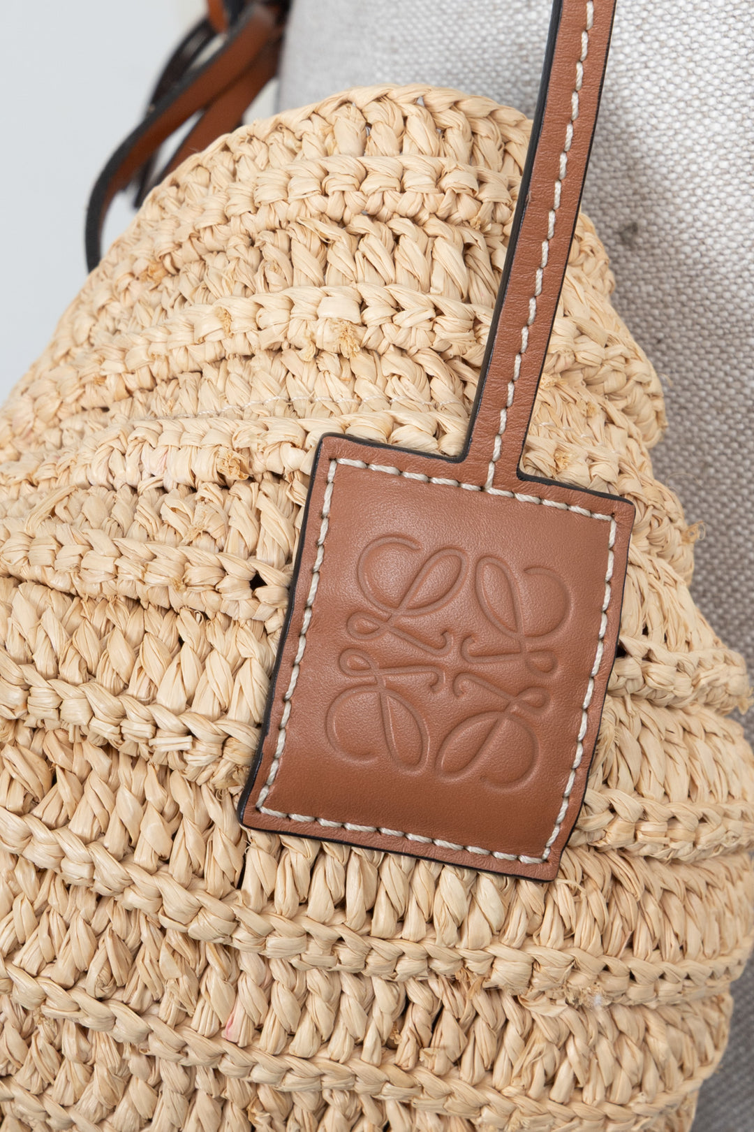 LOEWE Paulas Ibiza Shell Moon Raffia Crossbody Bag