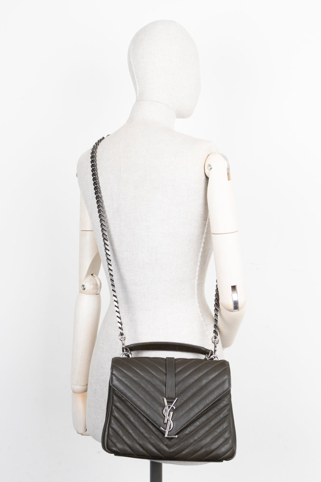 SAINT LAURENT College Crossbody Bag Olive Green