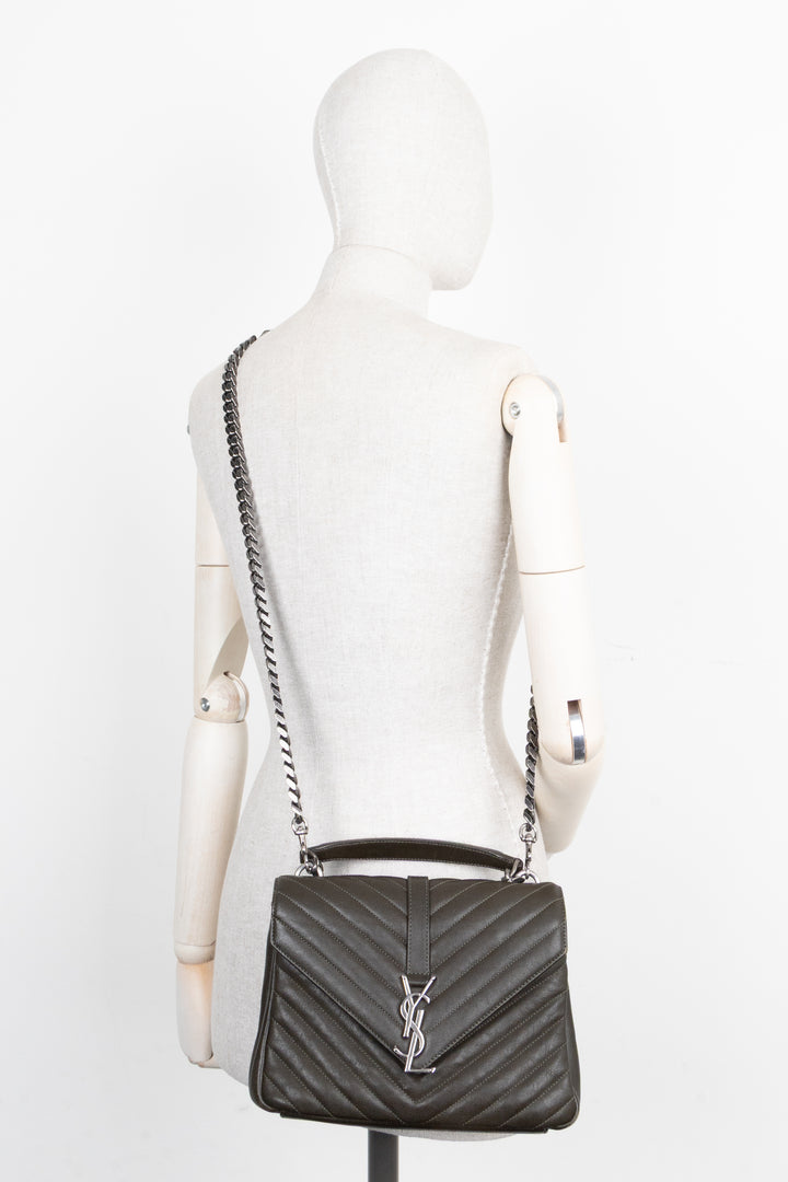 SAINT LAURENT College Crossbody Bag Olive Green