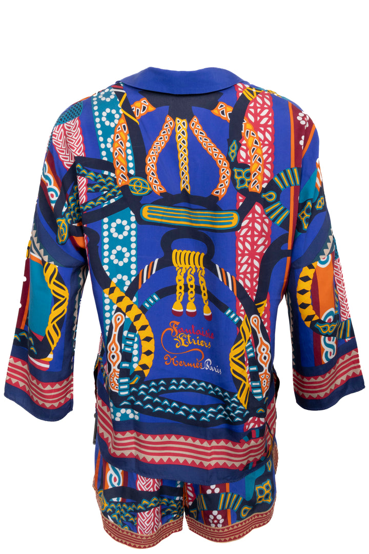 HERMÈS Fantaisie Etriers Shirt and Short Set Silk