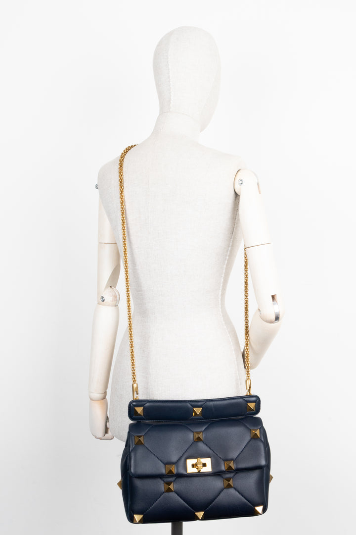 VALENTINO Roman Stud Top Handle Bag Blue