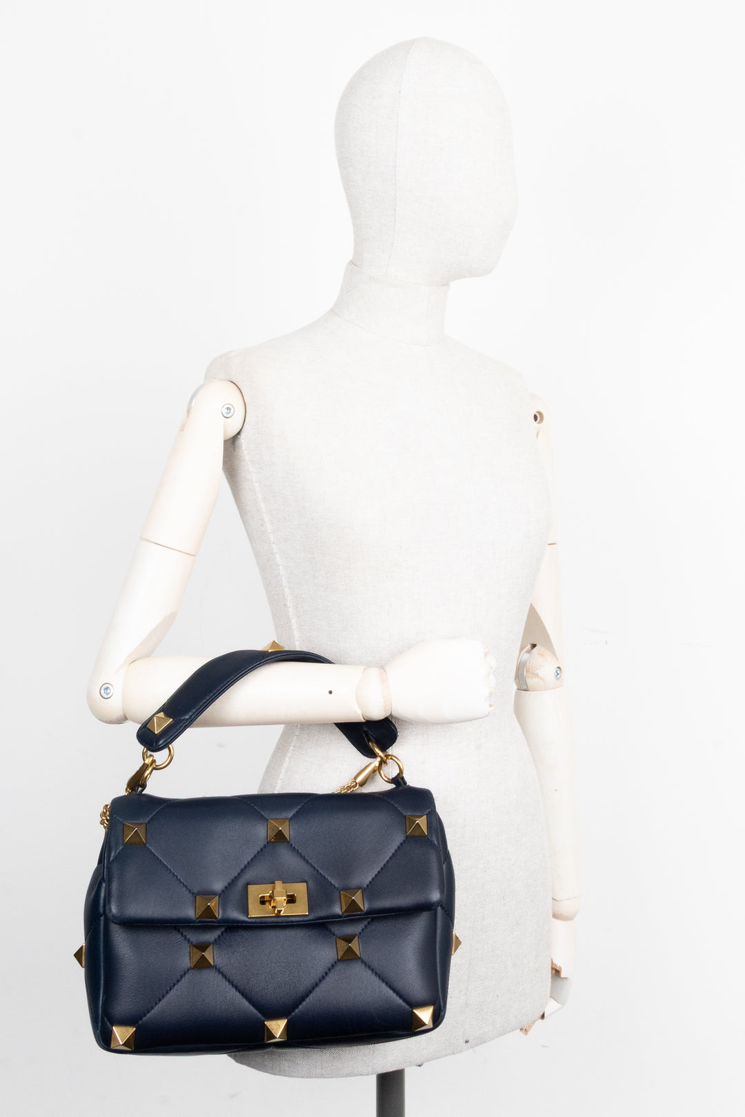 VALENTINO Roman Stud Top Handle Bag Blue