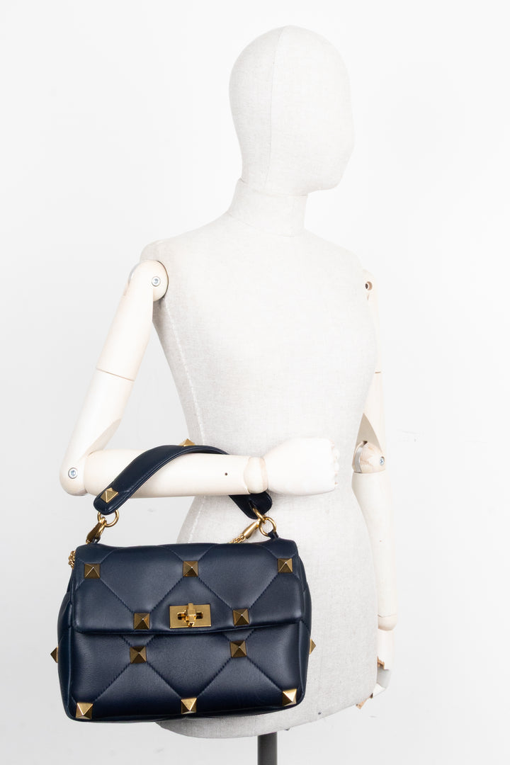 VALENTINO Roman Stud Top Handle Bag Blue