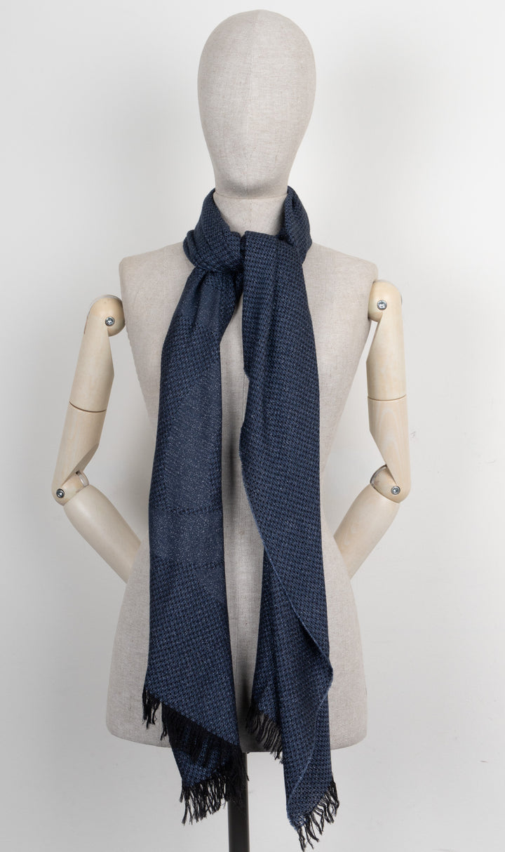 CHANEL Logo Scarf Lurex Blue