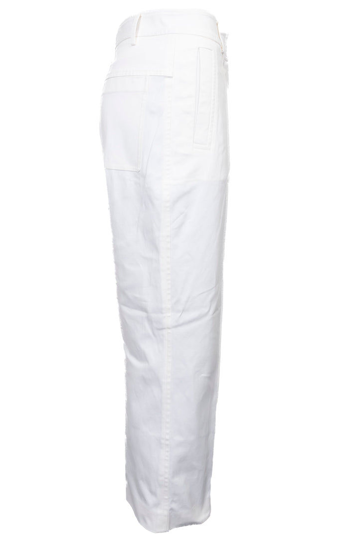 HERMÈS Pantalon Cropped Coton Blanc