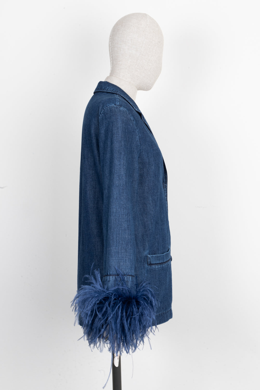 VALENTINO Chambray Feather Denim Shirt Blue