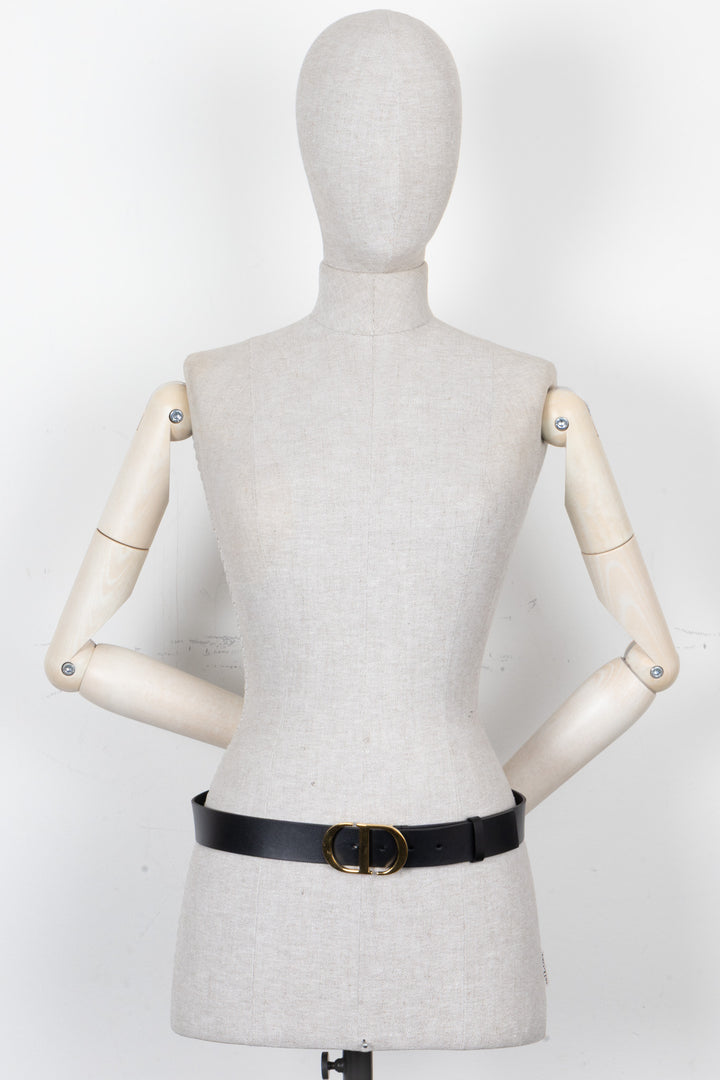 CHRISTIAN DIOR CD Ceinture Cuir Noir