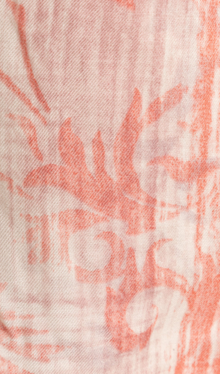 LORO PIANA Paisley Print Scarf Cashmere Pink White