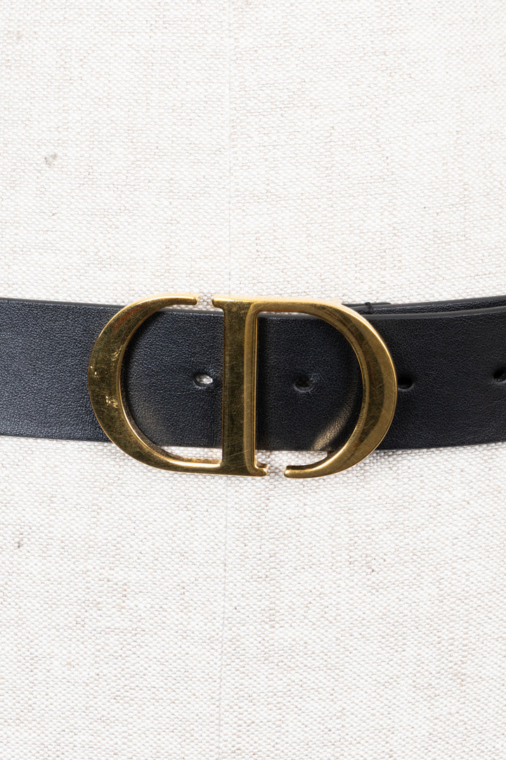 CHRISTIAN DIOR CD Ceinture Cuir Noir