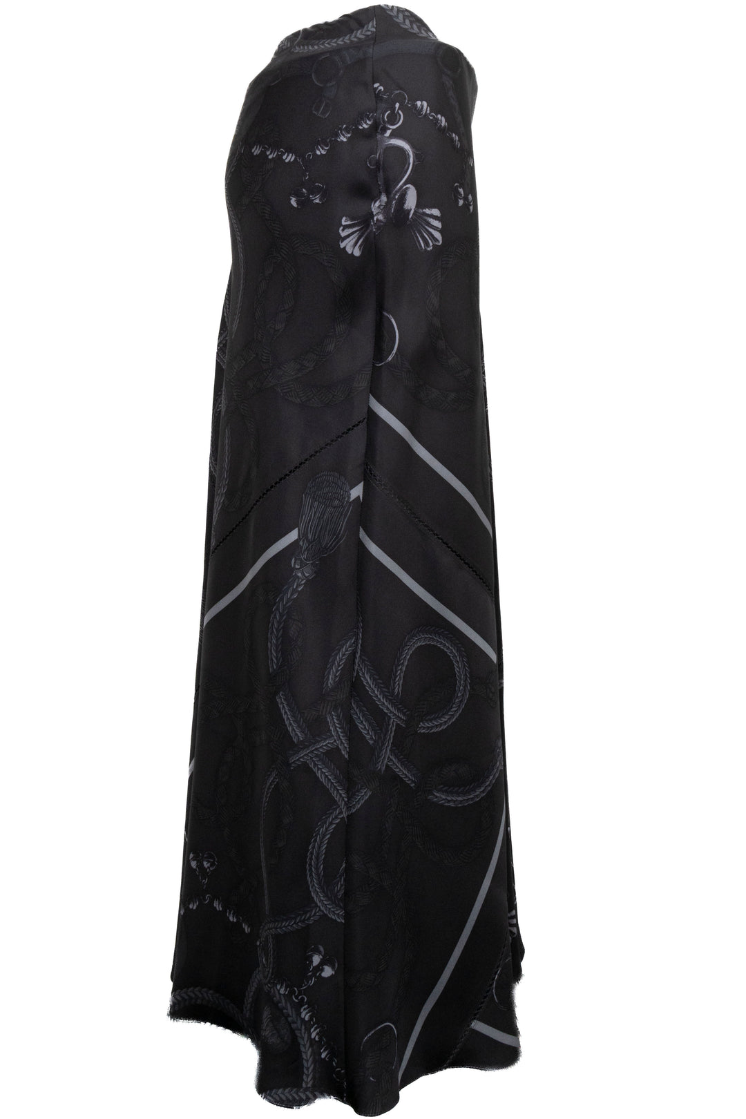 HERMÈS Midi Skirt Palefroi Remix Silk Black Grey