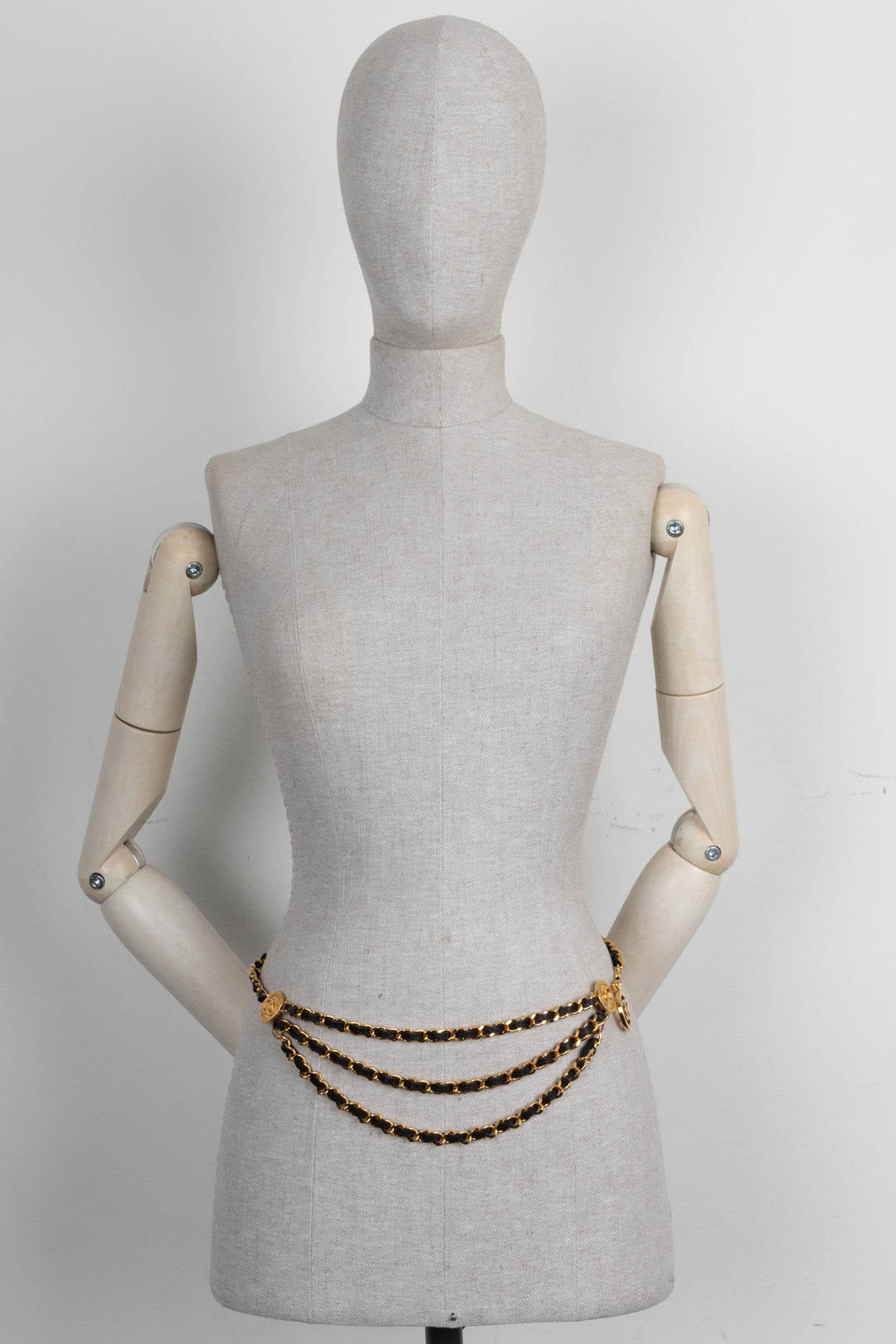 CHANEL Medallion Chain Belt Gold Black