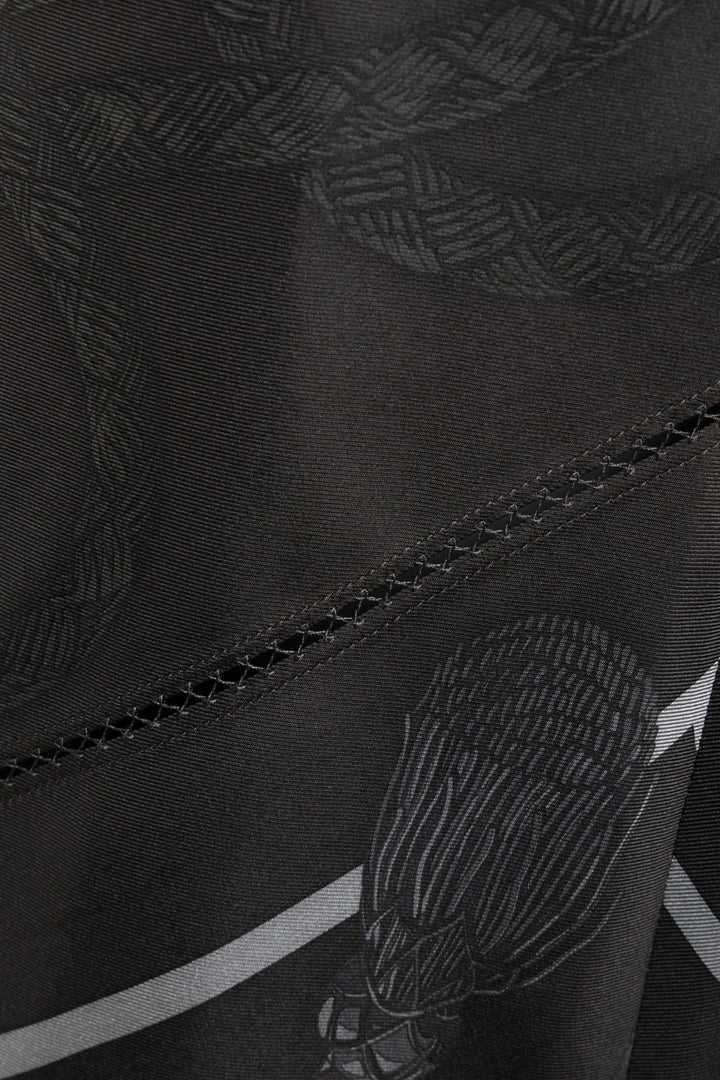 HERMÈS Midi Skirt Palefroi Remix Silk Black Grey