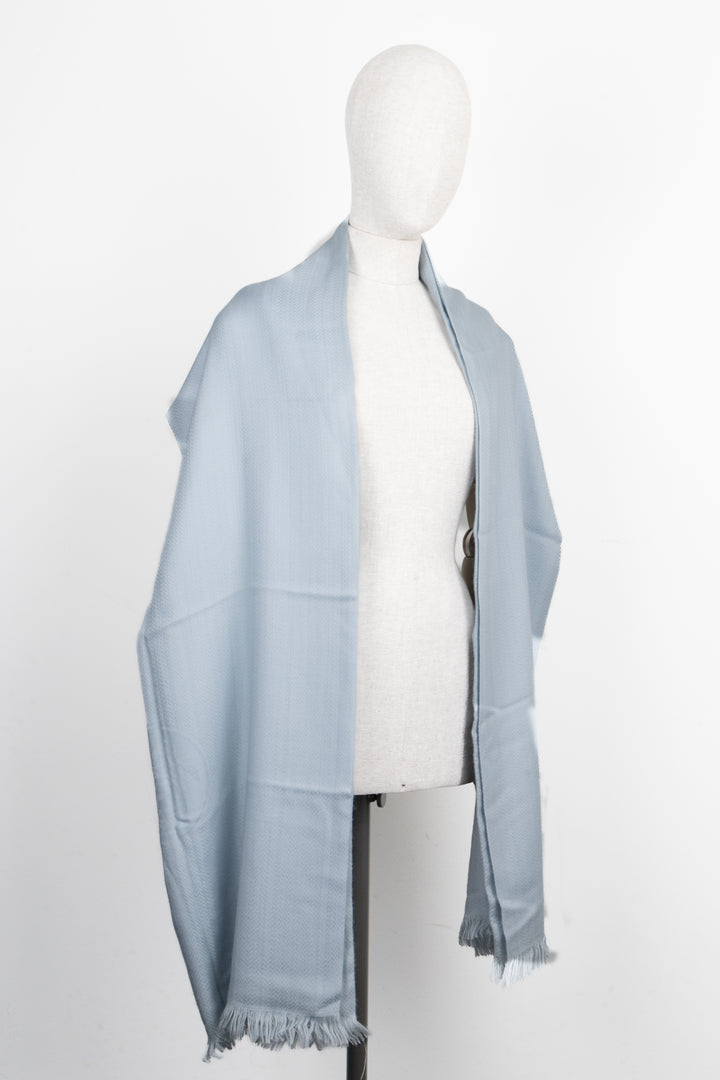 HERMÈS Double Layer Scarf Cashmere Silk Blue