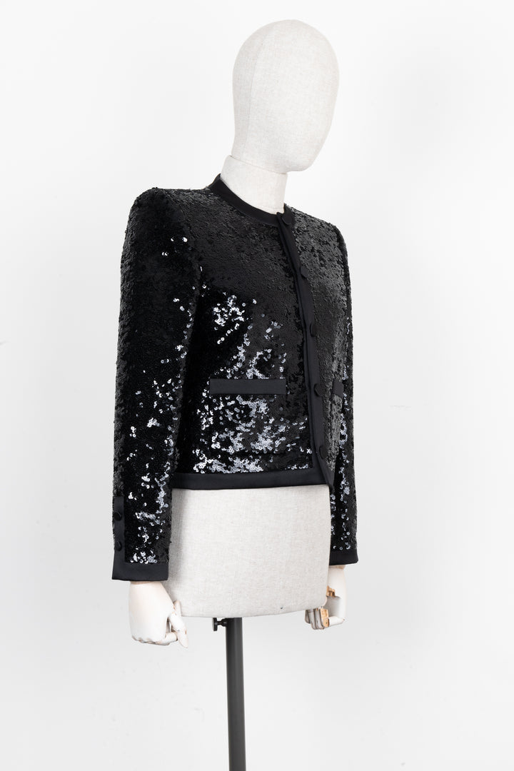 SAINT LAURENT Sequin Blazer Jacket Black