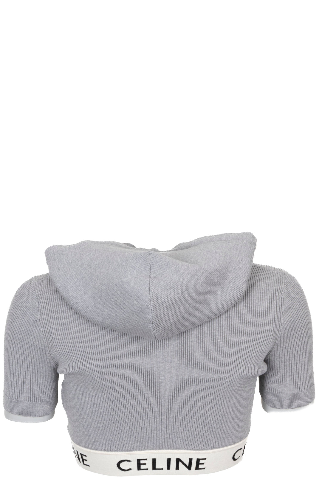 CELINE Zip-Up Crop Hoodie Grey