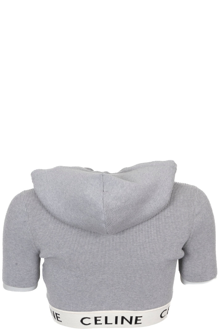 CELINE Zip-Up Crop Hoodie Grey