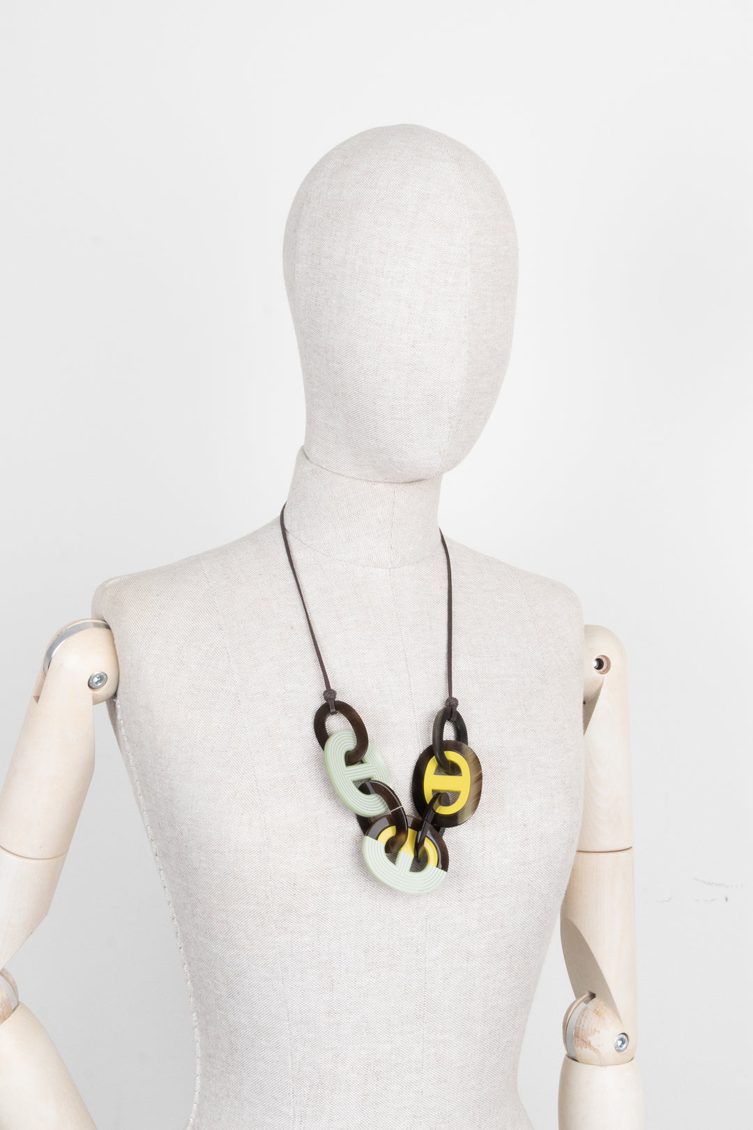 HERMÈS Karamba Necklace Horn Brown Green Yellow